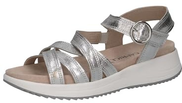 CAPRICE Sandali bassi da donna in pelle tempo libero, Argento (Silver Metal.), 39 EU
