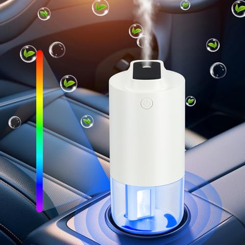 Humidifiers for Bedroom, Car Air Humidifier, Mini Cool Mist Air Humidifier for Baby Nursery Office Plant, USB Powered Perfume Diffusers for Home Office Car, 2 Mist Modes, Auto-Off (White)