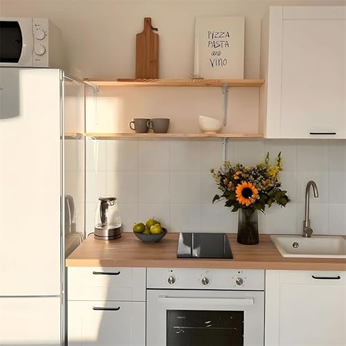 Autocollants pour Carrelage 15x15cm Blanc À Coller sur Les Carreaux Muraux Auto-Adhésifs en PVC Autocollants Imperméables Papier Peint de Cuisine Carreaux de Sol DIY (10Pc)