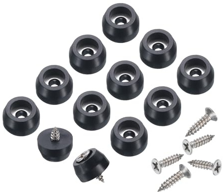 Cut Non-Slip Rubber Feet Pads for Board (Black, 0.3H x 0.4D), Sourcing Map 24PCs with 3mm Screws