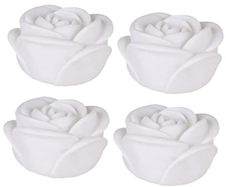 Gadpiparty 4stücke Teelichter Mit Rosen-design Flammenlose Batteriebetriebene Kerzenlampe Für Hochzeiten Partys Und Romantische Dekorationen Sichere Rauchfreie Beleuchtung Weiß