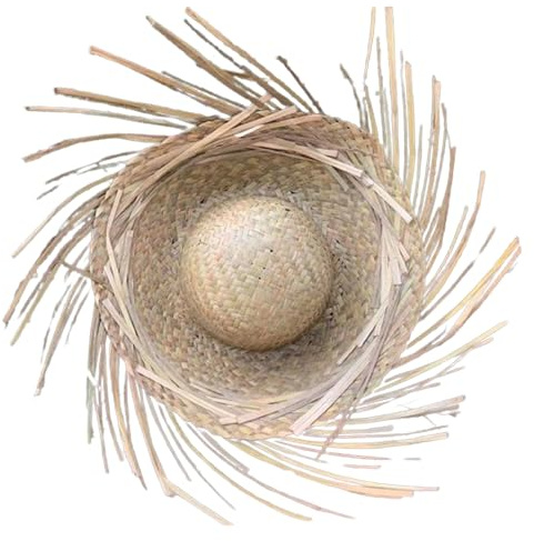 WERQA Mexicanos - Sombrero de paja hecho a mano, estilo hawaiano, sombrero de paja con ala rasgada