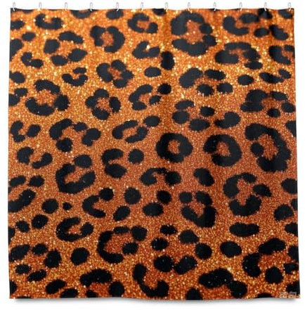 miaozhen Tenda impermeabile per bagno con gancio, 182 x 183 cm, stampa leopardata, arancione, lavabile, elegante, in poliestere, per vasca da bagno, doccia, cortina para ba?o a prueba de agua