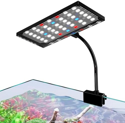 14w Luce Led Per Acquario, Clip On Illuminazione Per Acquario, Timer Regolabile Aquarium Lamp, Illuminazione Led Per Acquari con Piante Da 40-100 Cm
