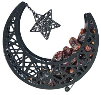 Plateau en Forme Lune en Fer Hollow pour Le Dessert Célébration L'Aïd des Pâtisseries Servant Assiette Petites Collations Conteneur Rangement