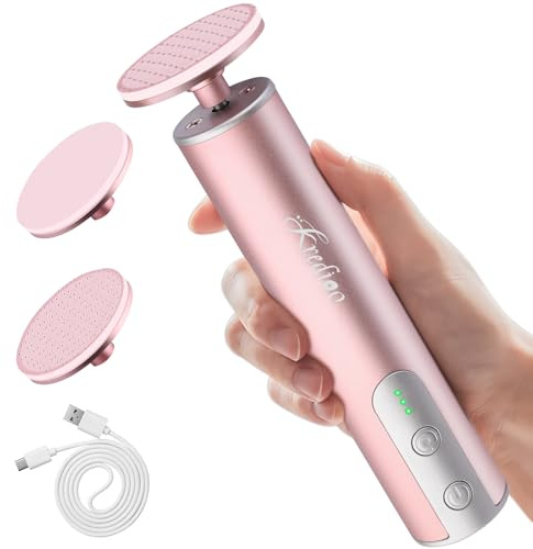 Elektrisk förhårdnadsborttagare med batteri, professionell förhårdnadsborttagare, elektrisk med nanoglas för död hård hud, rosa