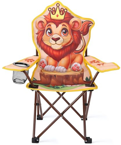 Meng Jiaran Kids Lion Folding Camping Chair Oxford Cloth with Cup Holder