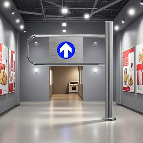 Supermarket Entrance Safety Gate,Stainless Steel Warehouse Pedestrian Gate Door for Supermarket Library Store Entrance Gate 1-Way Closing Swing Gate left-100 * 100cm