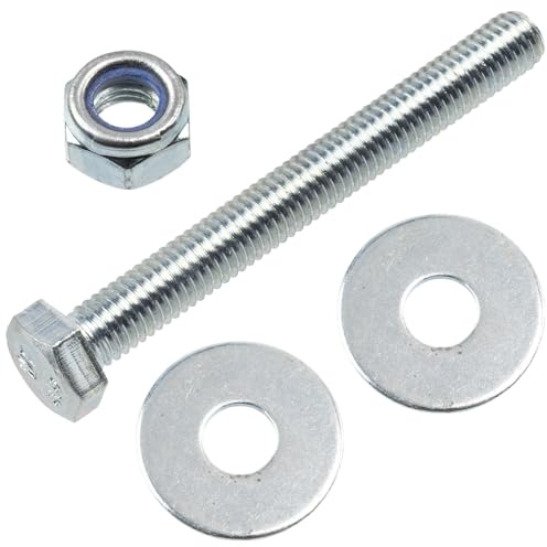 AERZETIX - Satz mit 15 Sechskantschrauben M8x70 mm + 30 breite Unterlegscheiben + 15 selbstsichernde Sechskantmuttern M8 | Für Wohnprojekte, Renovierung und Lichtreparatur | Stahl