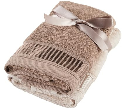 home&you - Lot de 2, Serviette de Bain Alicanty 30x50 cm, Serviettes Éponge Douces et Absorbantes, Idéal pour Salle de Bain, Douche, Visage et Invités, Coton Épais et Doux, Séchage Rapide - Beige
