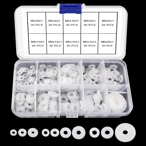 YIXISI 230 Piezas M3 M4 M5 Kit de Surtido Arandelas Planas de Silicona, Arandelas de Silicona de Sellado, Arandela Plana, para Grifos/Tornillos/Manguera de Jardín, Blanco