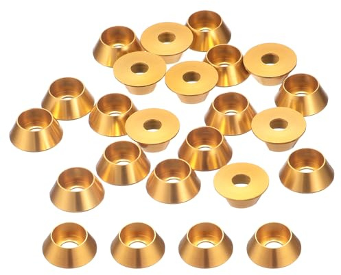 QUARKZMAN Arandelas Cónicas M4, 20 Piezas Arandelas De Aluminio Anodizado Cabeza Cónica, Arandelas Para Accesorios Mecánicos, Dorado
