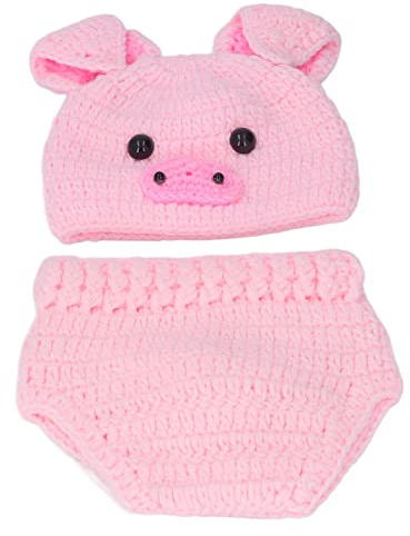 Alomejor Costumes de bébé, Accessoires de Photographie en Fil de Laine, Costumes D'Halloween Confortables et au Design Animal pour les Séances Photo des Nouveau-nés (PINK)