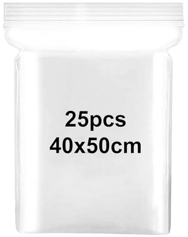Sachet Zippé Sachet de Grands Transparent Cellophane 40x50cm Sacs Plastique Refermables Pochette Zip pour Vêtements T-shirt Pantalon Stockage,25Pièces