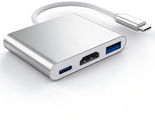 ElecMoga Adaptateur Type C Hub vers HDTV 4K Convertisseur avec USB 3.0 et Port de Charge C USB Compatible avec MacBook Pro, Google Chromebook, HP, Samsung S8/S9+