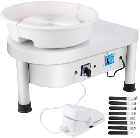 WAFOHSR Tornio da Vasaio 25 Cm 280 W Elettrico for La Formatura della Ceramica con Pedale, Vasca Staccabile E Set di Utensili for for Il Fai Te Controllo Preciso