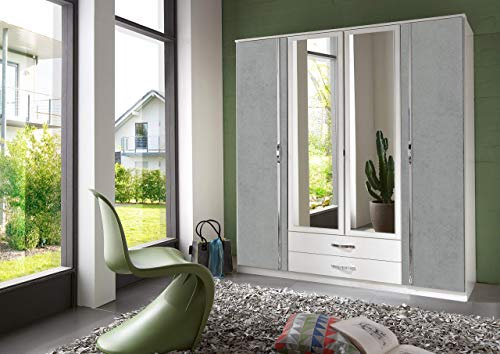 Wimex Kleiderschrank/ Drehtürenschrank Duo, 4 Türen, 2 Schubladen, (B/H/T) 180 x 198 x 58 cm, Weiß/ Lichtgrau