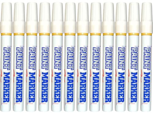 Paint Markers Oil-based Pen Permanent Waterproof Car Tire Tread Rubber Metal - 12 pcs (Yellow)
