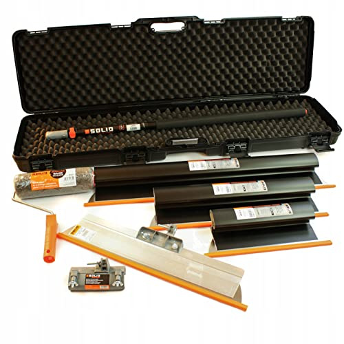 Black Profi Set : 3 x Flächenspachtel (350mm, 550mm, 800mm) - Aluminium Teleskopstange - Stielaufnahme - Rollspachtel Koffer - Werkzeug Koffer Masterset 7-tlg - Made in EU
