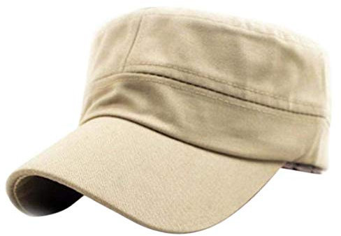 Damen Herren Army Cap Military Flat Jungen Vintage Cotton Kappe Verstellbar Unisex Mode Outdoor Mützen Hut Caps (Color : Beige, Size : One Size)