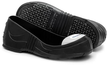 Oshatoes OST Unisex Steel Toe Shoe Covers – Slip-Resistant Lightweight PVC Safety Overshoes with Color Coded Sizing, White, Small Men's Shoes 6-7 / Women's Shoes 8-9