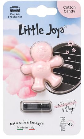 Deo Little Joya Cotton Candy, Deodorante per Auto, Solido, Bambolina Profumata, Clip per Griglia Aria, Rosa, Profumo Fragola