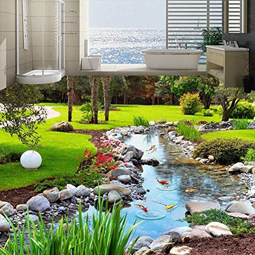 Papel Tapiz Fotográfico Personalizado 3D Park Creek Piedra Baldosa Pintura Mural Sala De Estar Pvc Adhesivo Impermeable Papel Tapiz 3D-200x100 CM
