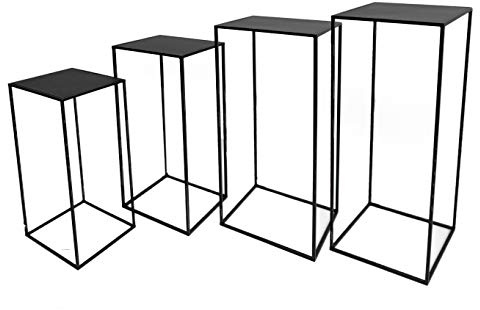 Spetebo Metall Pflanzenständer schwarz im 4er Set - 80, 70, 60 und 50 cm - Blumen Topf Ständer Hocker Beistelltisch eckig
