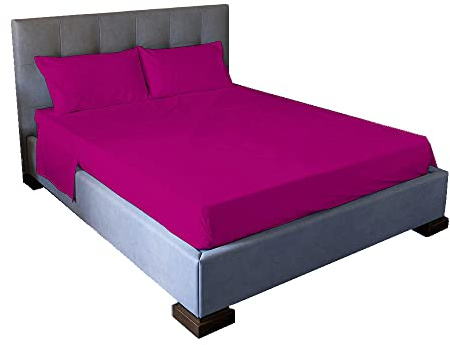 Jenny Sesal Set lenzuola letto - tinta unita - Made in Italy Completo Matrimoniale - FUCSIA - Set Lenzuola + Federe