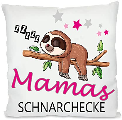 Schnarchecke Kuschelkissen |Geschenk| Eltern Mama, Papa, Tante, Bruder, Schwester | Fotokissen | Motivkissen | bedrucktes Kissen | Baumwolle | Kissen | Motivkissen (ohne Kissenfüllung, Mama)