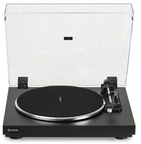 REKKORD Audio F110P, Vollautomatischer Einsteiger Sub-Chassis-Plattenspieler mit AT3600L, Inkl. Phono Vorstufe, Schwarz