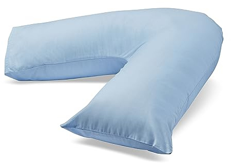 CnA Stores Orthopaedic V-Shaped Pillow Case Cover For Maternity Nursing Pregnancy support Pillows, Cotton Blended (V PILLOWCASE, SKY BLUE)