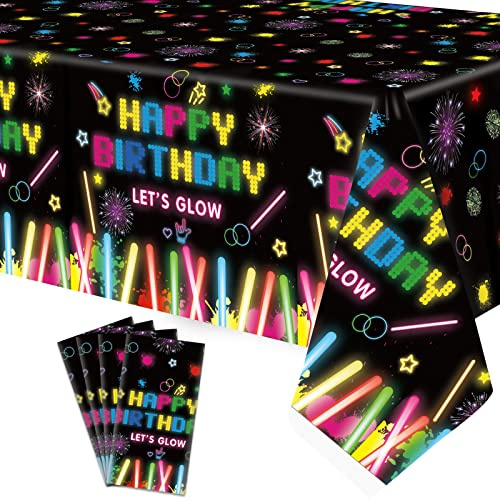 4-pack glöd fest bordsskydd neon party bordsduk 130 x 214 cm glöd fest bordsduk neon glöd bordsskydd lyser i mörkret födelsedagsfest bordsduk svart ljus bordsduk låt oss glöda bordsduk