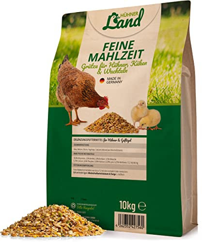 HÜHNER Land Hühnerfutter – Feine Mahlzeit 10kg I gebrochene Qualität, Grütze für Hühner, Wachteln, Küken & Geflügel, Kükenfutter, Futterabwechslung ohne Zusätze