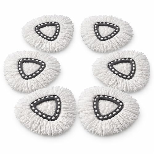 Lot de 6 têtes de rechange en microfibre pour balai rotatif standard, utilisation à la maison, au bureau (triangulaire)