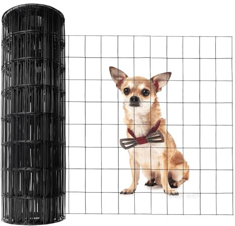 PVC-beschichteter geschweißter Drahtzaun, 61 cm x 15 m, schwarz, 5,1 x 7,6 cm, 16 GA beschichtetes Hardware-Tuch, Hühnerdrahtzaun, Metall-Garten-Pflanzenzaun, geschweißte Maschendraht-Rolle für Hof,