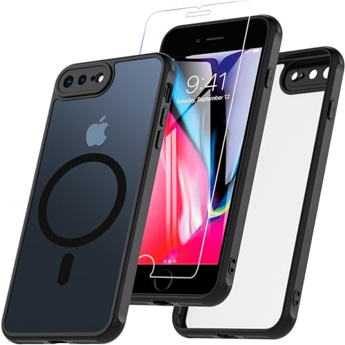 BESINPO Magnetisch Hülle Für iPhone 8 Plus Hülle, iPhone 7 Plus Hülle Mit Panzer Schutz Glas, 360 Rundumschutz Stoßfest Magnetisch Handyhülle Case Cover Schutzhülle 5.5 Zoll - Magsafe Schwarz
