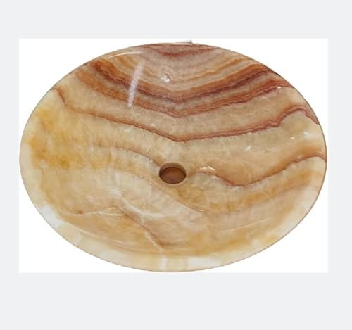 Waschbecken, rund, mit Drachen-Onyx-Stein, Naturstein, Onyx, rote Wurzeln