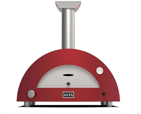 Alfa Forni Barbecue a carbonella marca moderno modello 2 pizze legna rosso antico