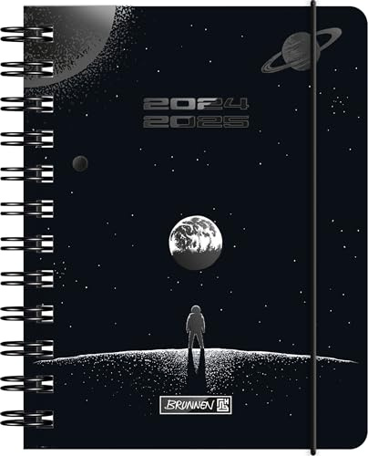BRUNNEN Schülerkalender (2024/2025) „Outer Space“, 1 Seite = 1 Tag, A6, 352 Seiten, schwarz