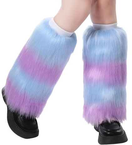 Gefomuofe Damen Kunstpelz Beinwärmer Plüsch Beinwärmer, Mädchen Furry Fuzzy Beinwärmer Winter Stulpen Damen für Winterwärmer Karneval Fasching