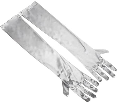 Asudaro 1920er Opernhandschuhe Erweiterte Satinhandschuhe Abendhandschuhe Damen Lange Hochzeitshandschuhe Für Bräute Hochzeiten Opernwettbewerbe Aufführungen und Tänze Silber