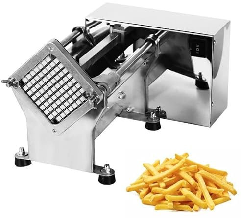 Tagliapatatine Elettrico, Tagliapatate Commerciale Professionale Macchina Automatica for Patatine Fritte Taglio di Patate ad Alto Volume con 3 Lame di Diverse Dimensioni (6mm 9mm 13mm）