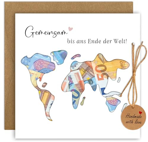 Hochzeitskarte Geldgeschenk mit Umschlägen, Originelle Weltkarte Geldgeschenk Hochzeit Verpackung, Glückwunschkarte Hochzeit, Personalisierte Hochzeitsgeschenke für Brautpaar