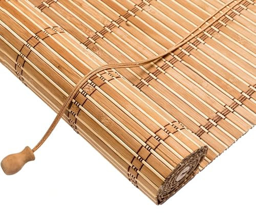 Bambus-Rollos für Fenster/Tür/Terrasse, natürlich, für drinnen und draußen, römische Schatten, Verdunkelung, Sonnenschutz, UV-Schutz, Dekoration, anpassbare Garten-Bambusvorhänge