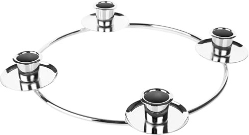 BRUBAKER Kerzenhalter für 4 Kerzen - 22 cm Adventskranz Adventsring für Stabkerzen mit 2,2 cm Durchmesser - Adventskerzenhalter Ring - Kerzenständer aus Metall für Adventskranz - Silber