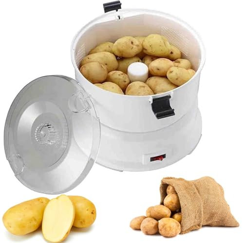 FfiMe Peladora De Patatas Eléctrica, Peladora De Patatas Giratoria Automática 2 En 1, Secadora De Verduras, Pelado Y Deshidratación Rápida, para Patatas, Manzanas, Zanahorias, Peras