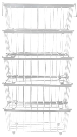 BigKing Bacs De Rangement Empilables Pour Congélateur, Paniers De Congélateur Coffre, Bacs De Rangement Garde-Manger Pour Organiser Diverses Viandes, Poissons, Sacs De Légumes Et Glaces (5PCS Blanc)