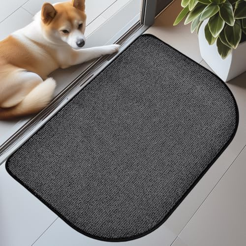 DOMUSTEX Schmutzfangmatte Innen 60x90cm Halbrund, Waschbar Teppich Läufer, Eingangsteppich, rutschfeste Fussmatte für Hund, Küche, Flur