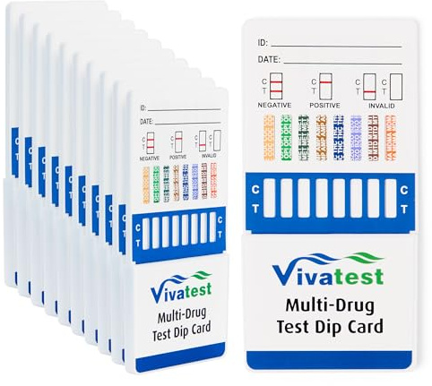 Viva Test Kits de prueba de drogas 8 en 1 para el uso indebido de sustancias, prueba de drogas profesional en el hogar detecta cannabis, opiáceos, anfetaminas, metadona y MDMA | Prueba de orina para